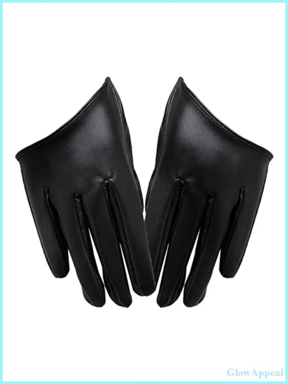 PU Leather Half Finger Gloves for Women, Five Finger Driving Dress Cosplay